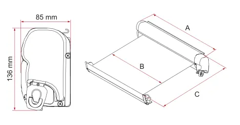 F45s – rysunek techniczny (katalog Fiamma, s. 54)