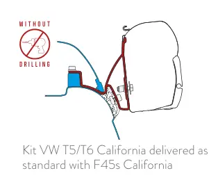 F45s VW T5/T6 – rysunek techniczny (katalog Fiamma, s. 58)