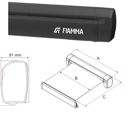 F43van – rysunek techniczny (katalog Fiamma, s. 60)