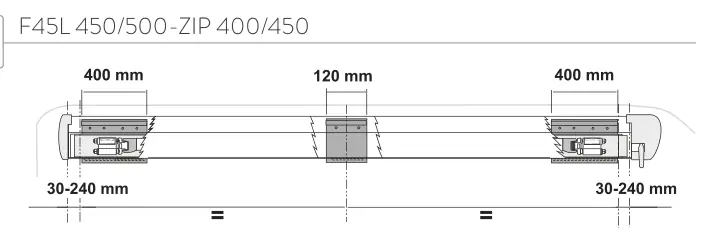 F45L – rysunek techniczny (katalog Fiamma, s. 63)