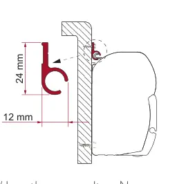F45 – montaż na ścianie – rysunek techniczny (katalog Fiamma, s. 100)
