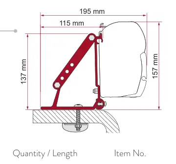 F45 – montaż na ścianie – rysunek techniczny (katalog Fiamma, s. 100)
