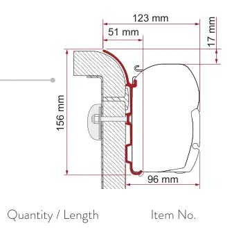 F45 – montaż na ścianie – rysunek techniczny (katalog Fiamma, s. 100)