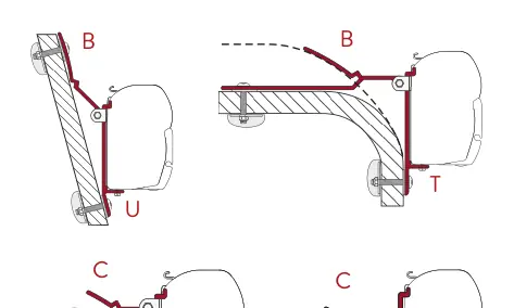 F45 – montaż na ścianie – rysunek techniczny (katalog Fiamma, s. 102)