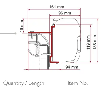 F45 – montaż na ścianie – rysunek techniczny (katalog Fiamma, s. 102)
