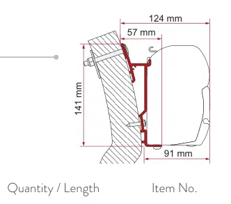 F45 – montaż na ścianie – rysunek techniczny (katalog Fiamma, s. 103)