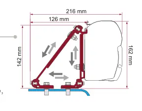 F45 – montaż na ścianie – rysunek techniczny (katalog Fiamma, s. 104)