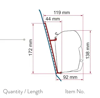 F45 – montaż na ścianie – rysunek techniczny (katalog Fiamma, s. 104)