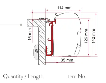 F45 – montaż na ścianie – rysunek techniczny (katalog Fiamma, s. 104)