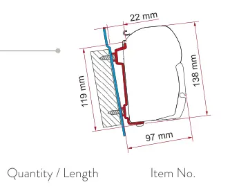 F45 – montaż na ścianie – rysunek techniczny (katalog Fiamma, s. 104)