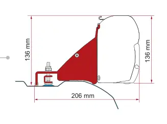 F45 – montaż na ścianie – rysunek techniczny (katalog Fiamma, s. 105)