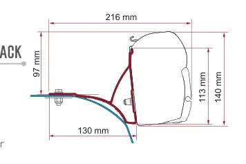 F45 – montaż na ścianie – rysunek techniczny (katalog Fiamma, s. 105)