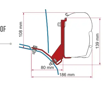 F45 – montaż na ścianie – rysunek techniczny (katalog Fiamma, s. 105)