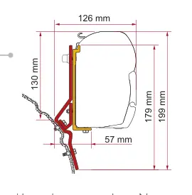 F45s do kamperów typu van / F43van – rysunek techniczny (katalog Fiamma, s. 107)