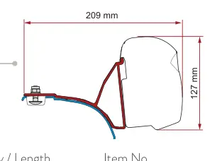 F45s do kamperów typu van / F43van – rysunek techniczny (katalog Fiamma, s. 107)