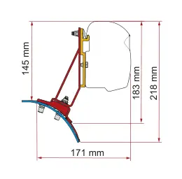 F45s do kamperów typu van / F43van – rysunek techniczny (katalog Fiamma, s. 108)