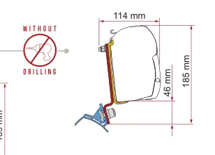 F45s do kamperów typu van / F43van – rysunek techniczny (katalog Fiamma, s. 108)