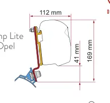 F45s do kamperów typu van / F43van – rysunek techniczny (katalog Fiamma, s. 108)
