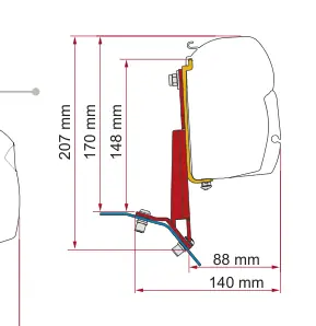 F45s do kamperów typu van / F43van – rysunek techniczny (katalog Fiamma, s. 108)