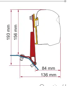 F45s do kamperów typu van / F43van – rysunek techniczny (katalog Fiamma, s. 108)