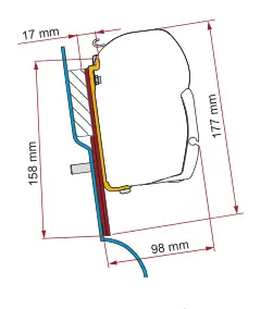 F45s do kamperów typu van / F43van – rysunek techniczny (katalog Fiamma, s. 109)