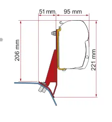 F45s do kamperów typu van / F43van – rysunek techniczny (katalog Fiamma, s. 109)