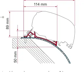 F80 – montaż na dachu – rysunek techniczny (katalog Fiamma, s. 110)