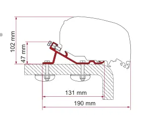F80 – montaż na dachu – rysunek techniczny (katalog Fiamma, s. 110)