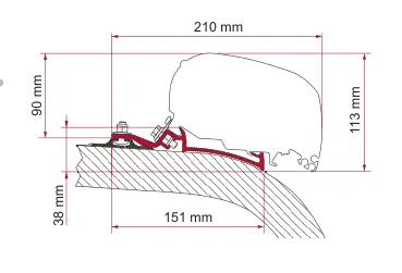 F80 – montaż na dachu – rysunek techniczny (katalog Fiamma, s. 110)