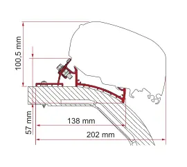 F80 – montaż na dachu – rysunek techniczny (katalog Fiamma, s. 110)