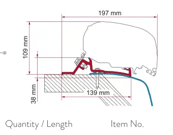 F80 – montaż na dachu – rysunek techniczny (katalog Fiamma, s. 110)