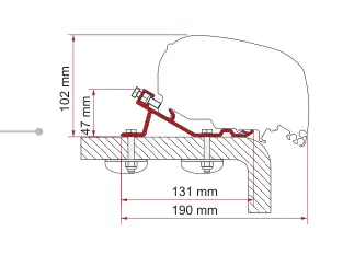 F80 – montaż na dachu – rysunek techniczny (katalog Fiamma, s. 110)