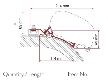 F80 – montaż na dachu – rysunek techniczny (katalog Fiamma, s. 111)