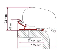 F80 – montaż na dachu – rysunek techniczny (katalog Fiamma, s. 111)