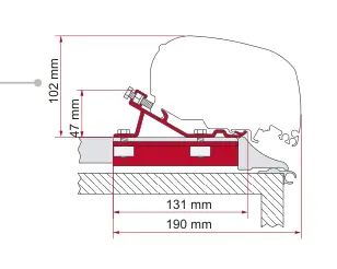 F80 – montaż na dachu – rysunek techniczny (katalog Fiamma, s. 111)