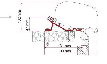 F80 – montaż na dachu – rysunek techniczny (katalog Fiamma, s. 112)