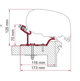 F80 – montaż na dachu – rysunek techniczny (katalog Fiamma, s. 112)