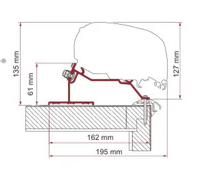 F80 – montaż na dachu – rysunek techniczny (katalog Fiamma, s. 112)