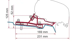 F80 – montaż na dachu – rysunek techniczny (katalog Fiamma, s. 113)