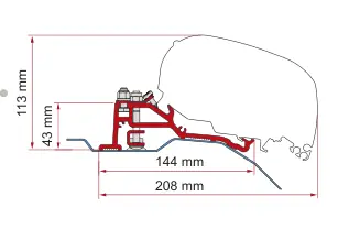 F80 – montaż na dachu – rysunek techniczny (katalog Fiamma, s. 113)