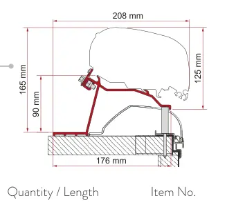 F80 – montaż na dachu – rysunek techniczny (katalog Fiamma, s. 113)