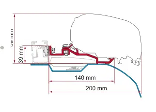 F80 – montaż na dachu – rysunek techniczny (katalog Fiamma, s. 113)