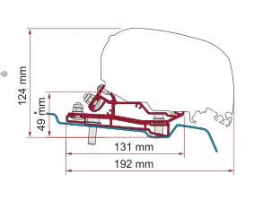F80 – montaż na dachu – rysunek techniczny (katalog Fiamma, s. 113)