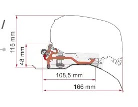 F80 – montaż na dachu – rysunek techniczny (katalog Fiamma, s. 114)