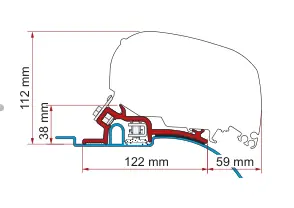 F80 – montaż na dachu – rysunek techniczny (katalog Fiamma, s. 114)
