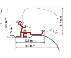 F80 – montaż na dachu – rysunek techniczny (katalog Fiamma, s. 114)