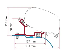 F80 – montaż na dachu – rysunek techniczny (katalog Fiamma, s. 114)