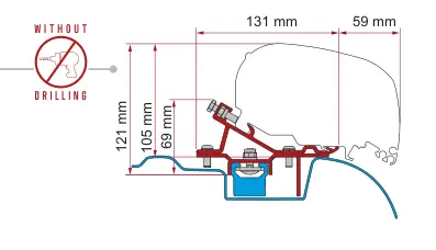 F80 – montaż na dachu – rysunek techniczny (katalog Fiamma, s. 115)