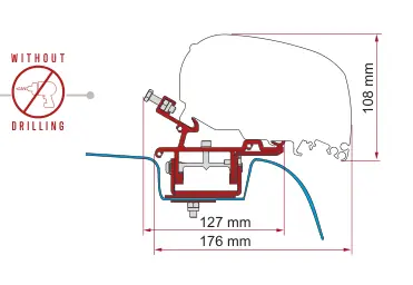 F80 – montaż na dachu – rysunek techniczny (katalog Fiamma, s. 115)