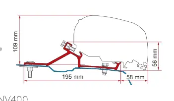 F80 – montaż na dachu – rysunek techniczny (katalog Fiamma, s. 115)